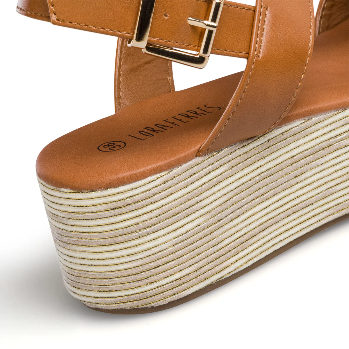Sandali color cuoio da donna con zeppa 5 cm Lora Ferres - Image 7
