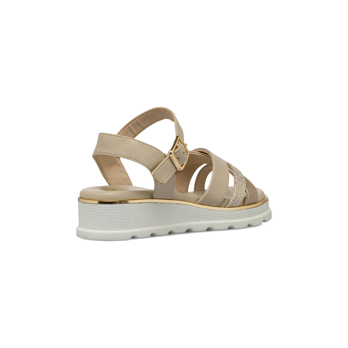 Sandali comfort beige da Donna con fasce incrociate glitter P Soft - Image 3