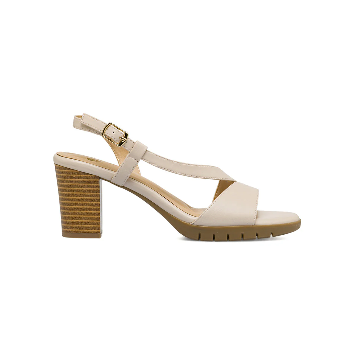 Sandali comfort beige da Donna con tacco colonna 8 cm P Soft