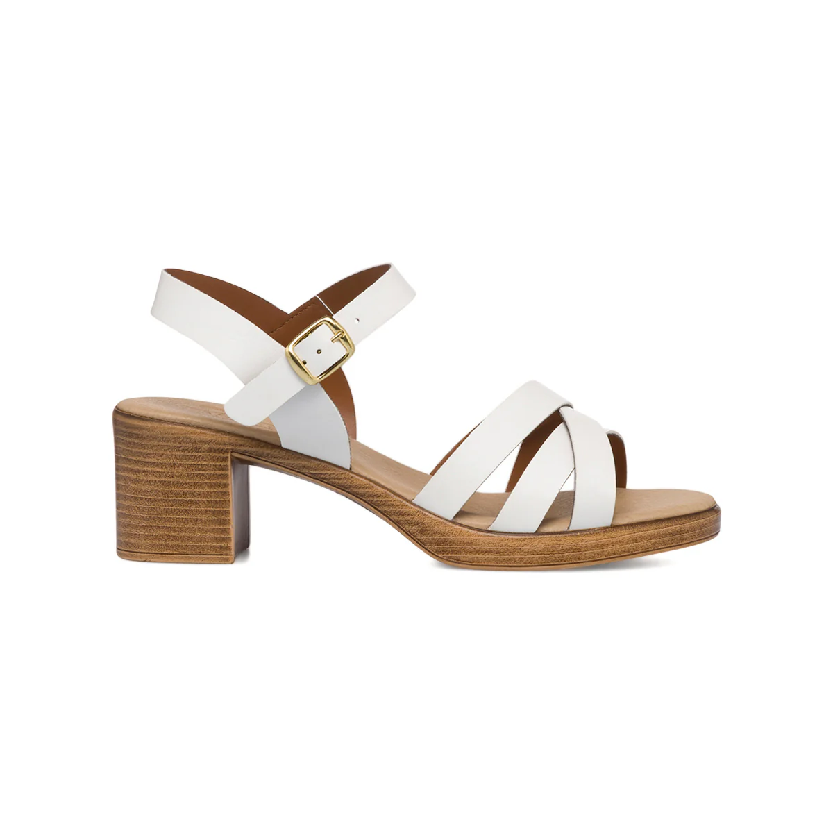 Sandali comfort bianchi da donna con cinturini incrociati P Soft