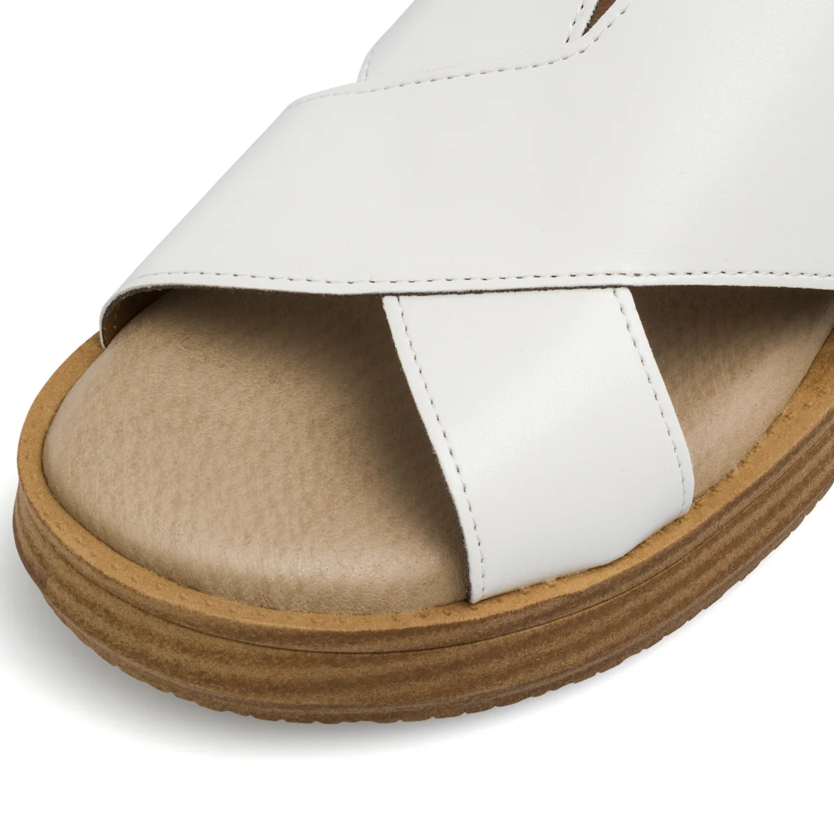 Sandali comfort bianchi da Donna con fasce incrociate e zeppa P Soft - Image 4