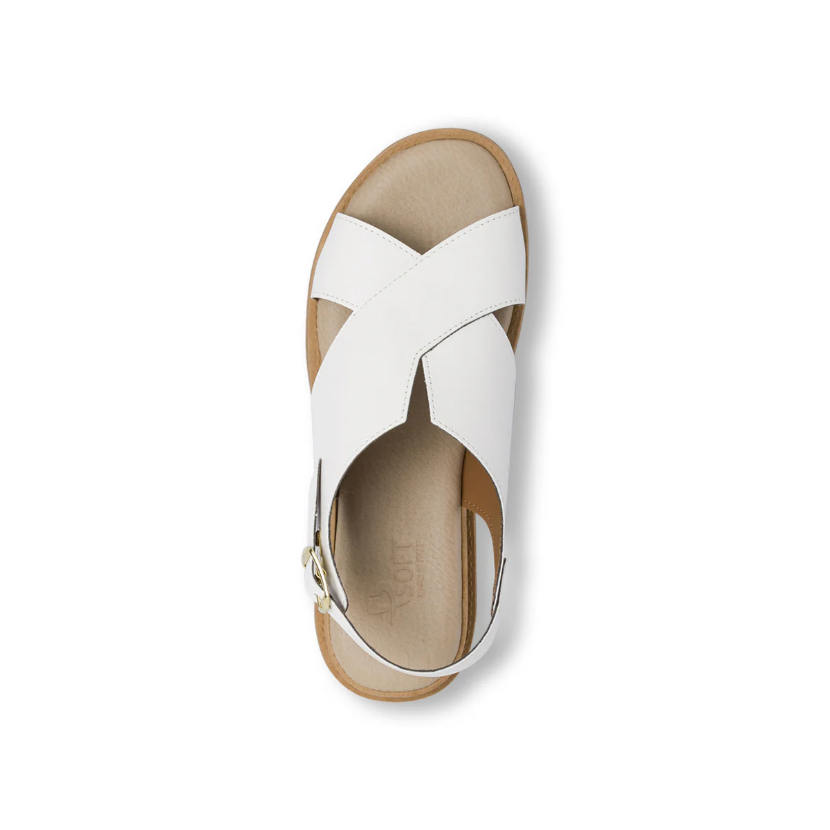 Sandali comfort bianchi da Donna con fasce incrociate e zeppa P Soft - Image 5