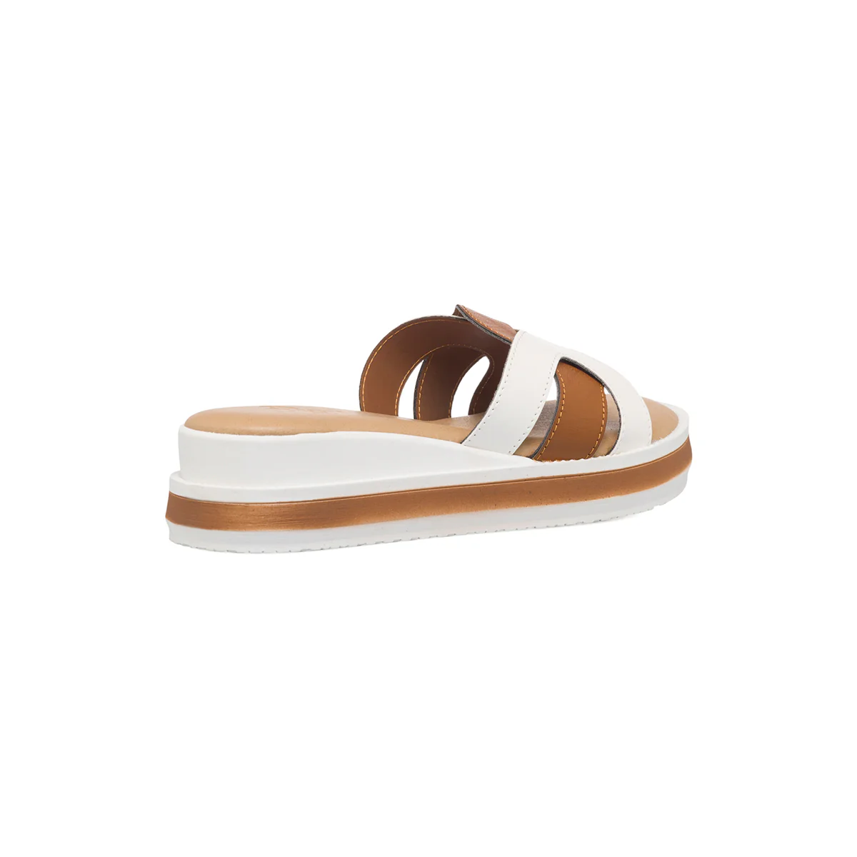 Sandali comfort bianchi e marroni da donna con zeppa 3 cm P Soft - Image 3