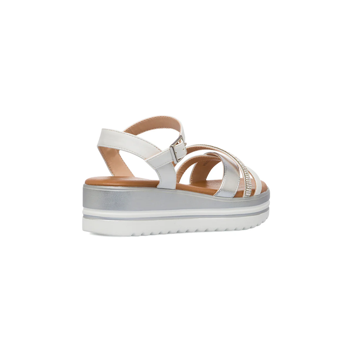 Sandali Zeppe Comfort Bianchi Argento da Donna con zeppa P Soft - Image 3
