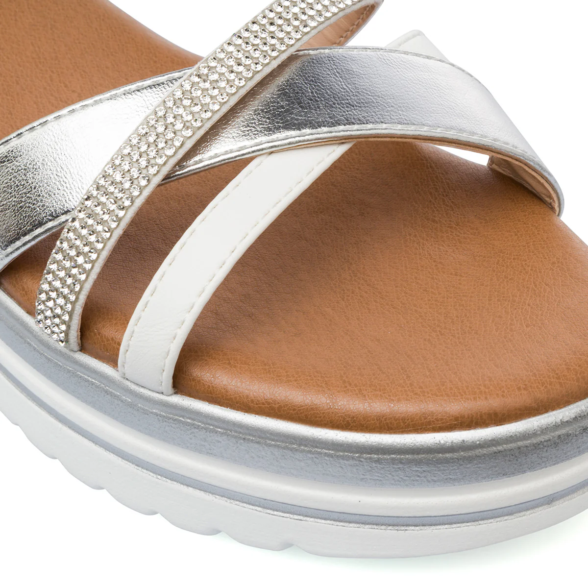 Sandali Zeppe Comfort Bianchi Argento da Donna con zeppa P Soft - Image 4
