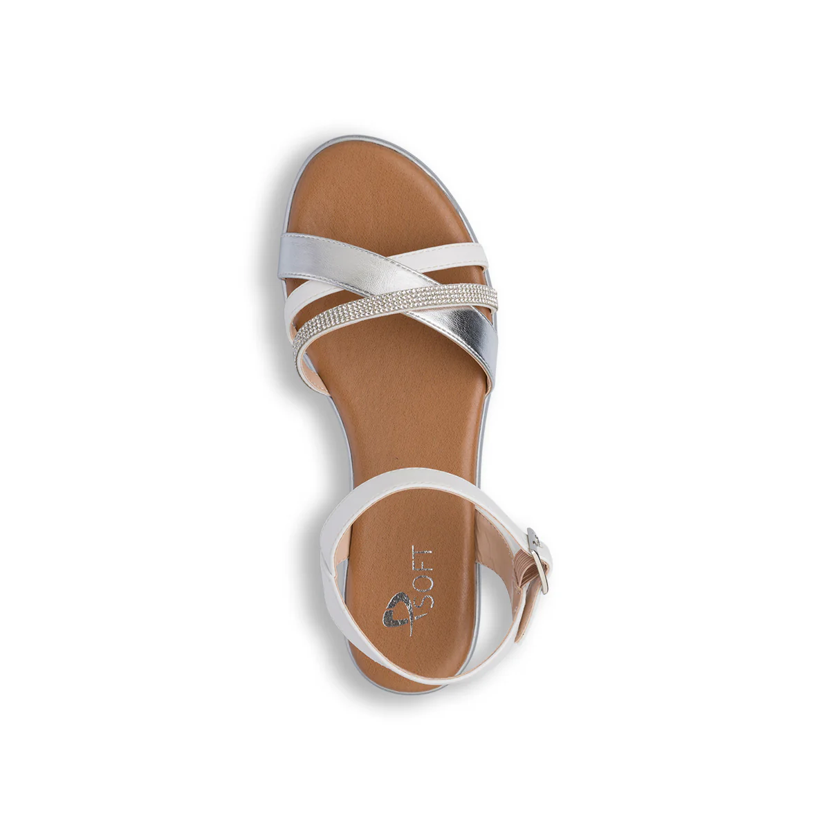 Sandali Zeppe Comfort Bianchi Argento da Donna con zeppa P Soft - Image 5