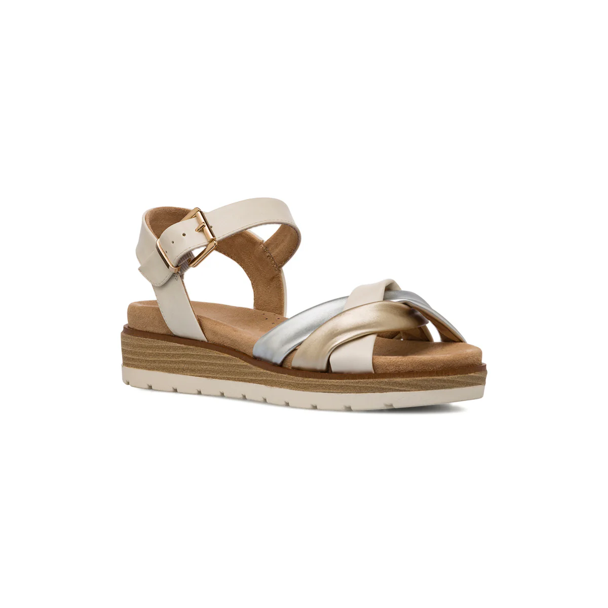 Sandali comfort bianco off-white con dettaglio oro e argento da Donna P Soft - Image 2