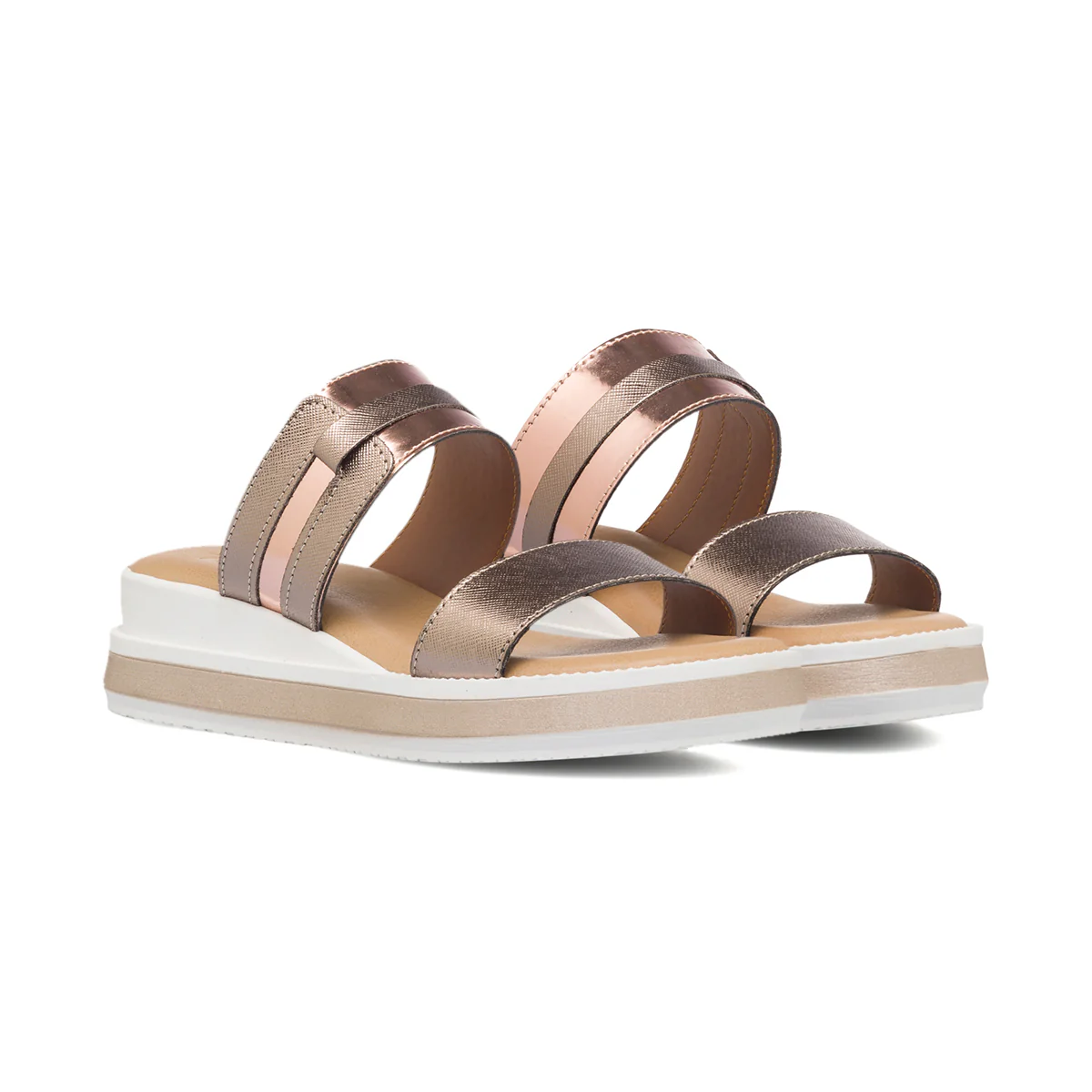 Sandali comfort bronzo da donna con zeppa 3 cm P Soft - Image 5