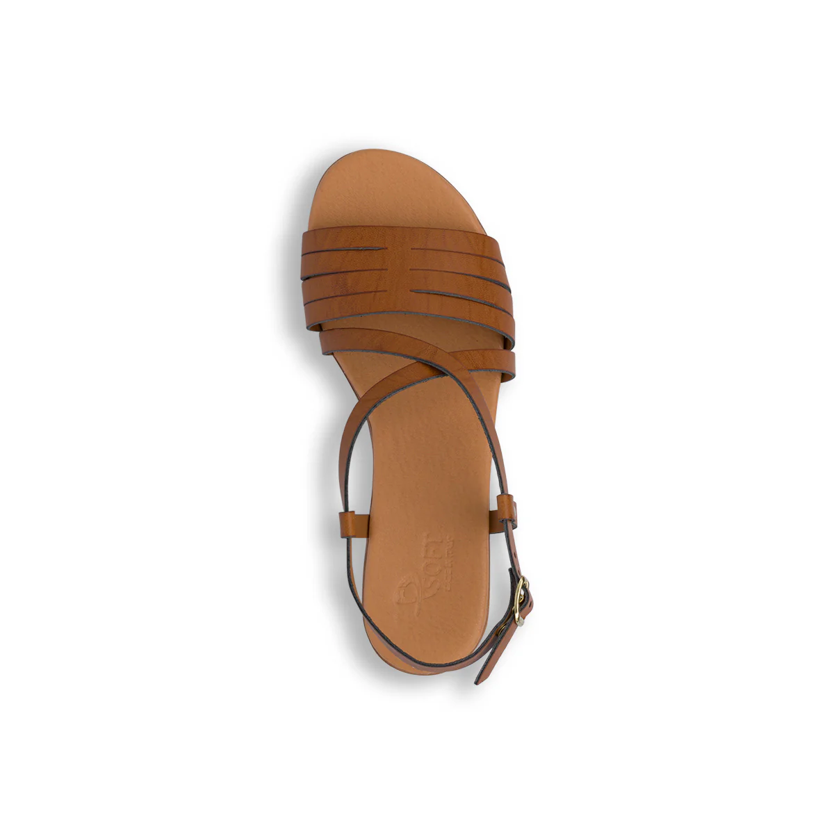 Sandali comfort color cuoio da Donna con tacco a blocco 5 cm P Soft - Image 5