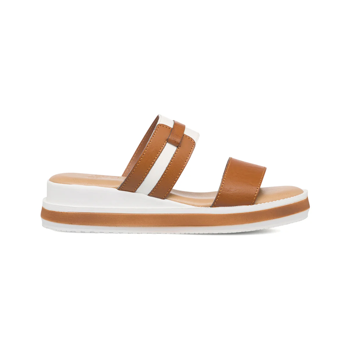 Sandali comfort color cuoio da donna con zeppa 3 cm P Soft