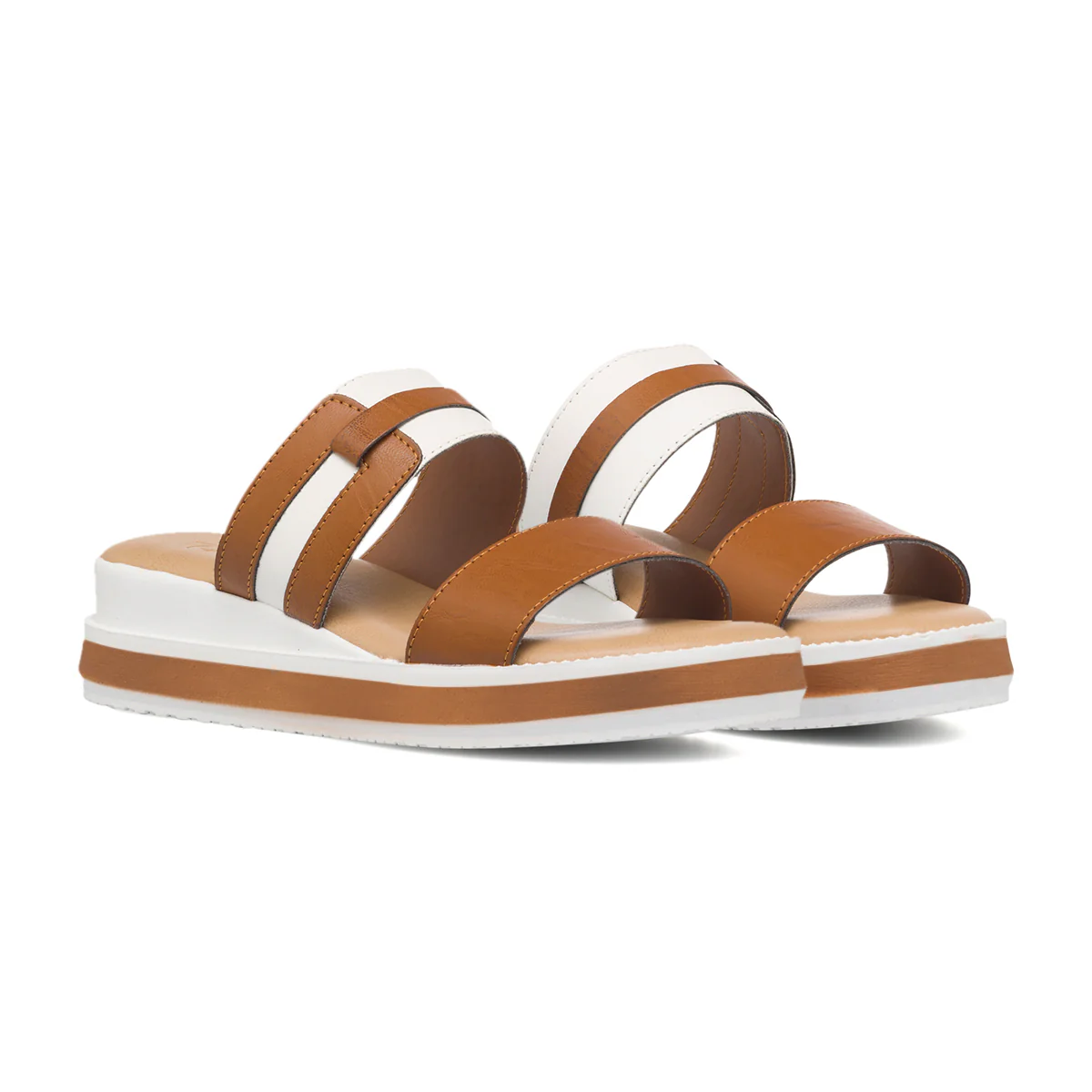 Sandali comfort color cuoio da donna con zeppa 3 cm P Soft - Image 5