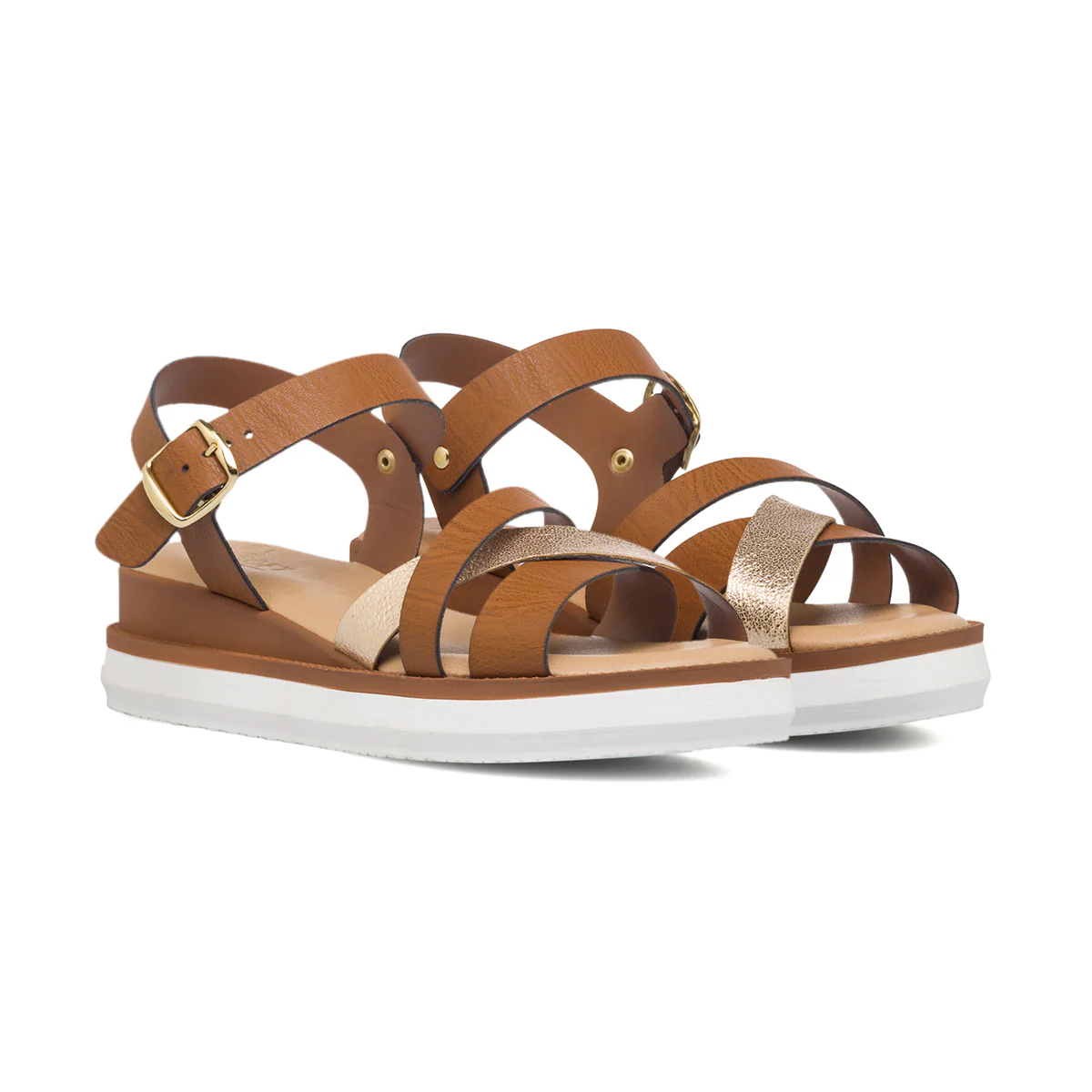 Sandali comfort color cuoio da donna con zeppa 3 cm P Soft - Image 4