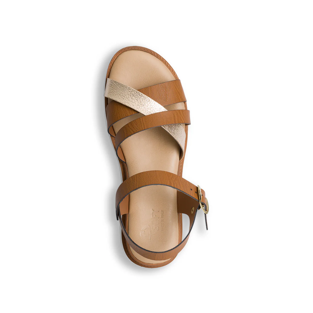 Sandali comfort color cuoio da donna con zeppa 3 cm P Soft - Image 6