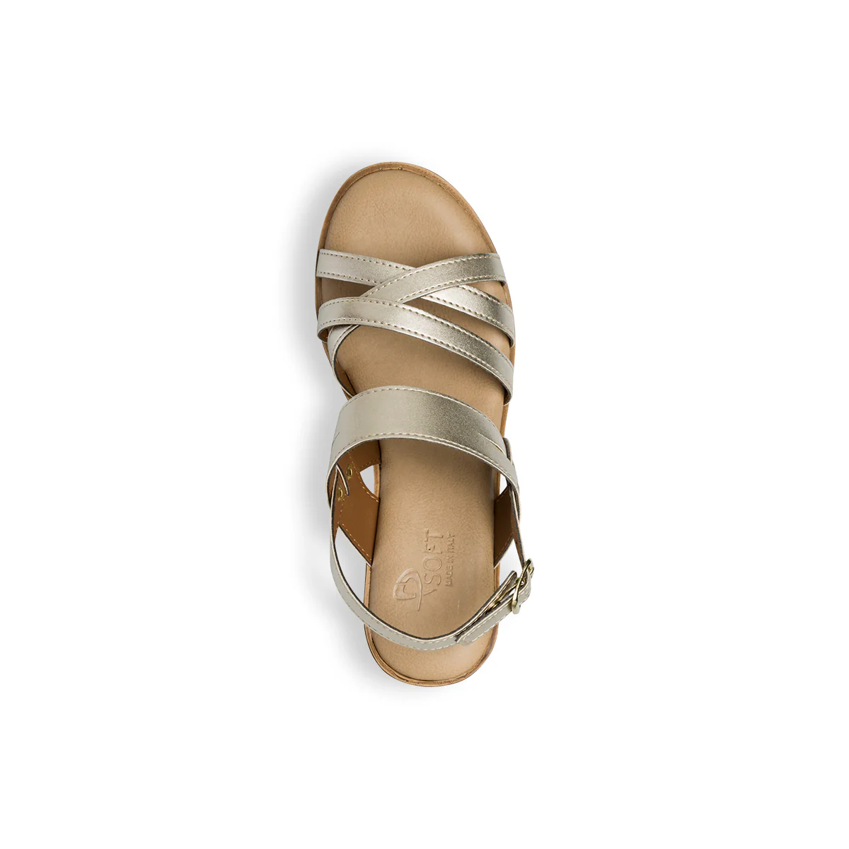 Sandali comfort color platino da donna con cinturini incrociati P Soft - Image 14