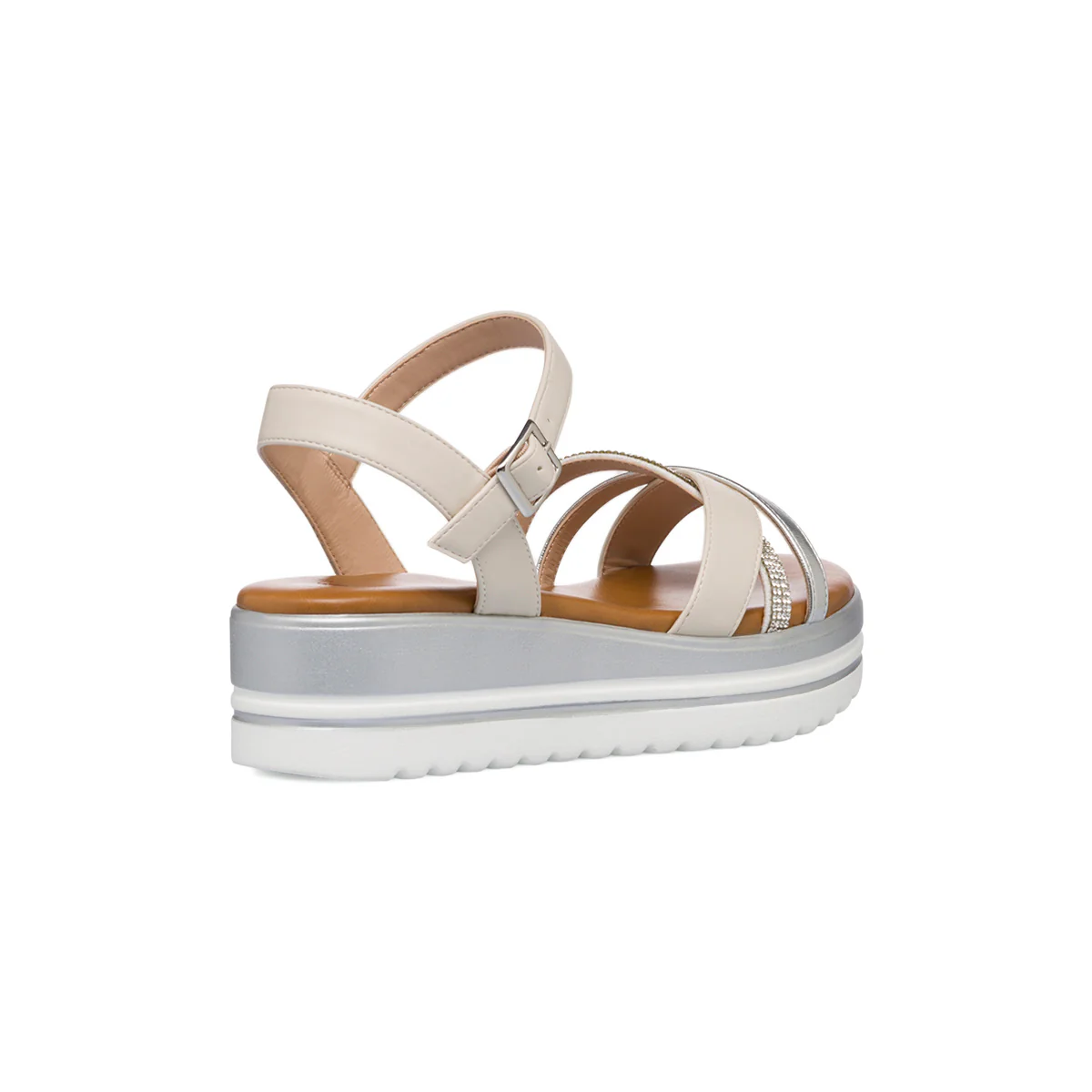 Sandali comfort da donna argento e bianchi con plateau P Soft - Image 3