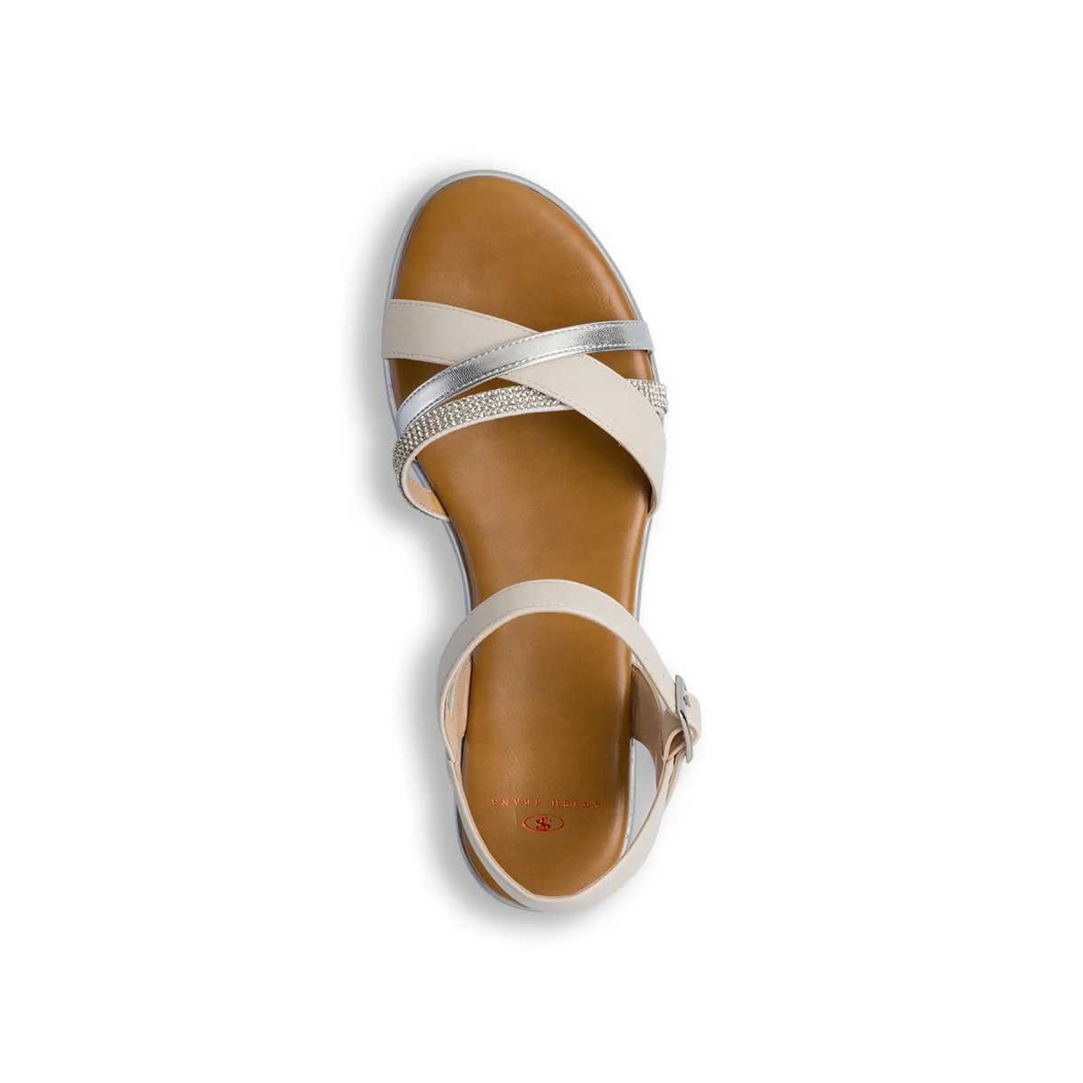 Sandali comfort da donna argento e bianchi con plateau P Soft - Image 4