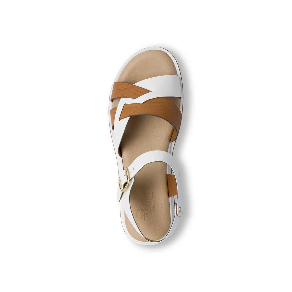 Sandali comfort da donna bianchi e marroni P Soft - Image 4