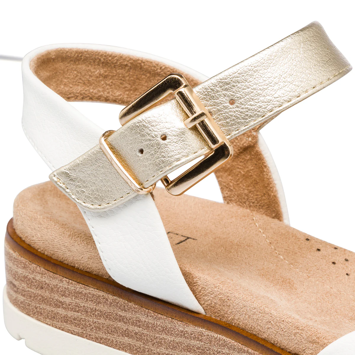 Sandali comfort da donna bianchi marroni e oro con platform P Soft - Image 6