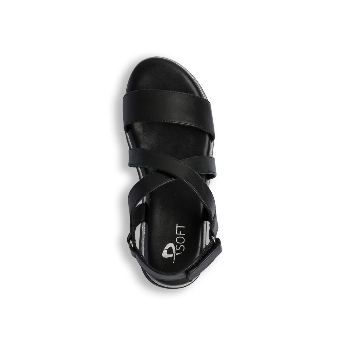 Sandali comfort da donna neri con dettaglio argento P Soft - Image 4