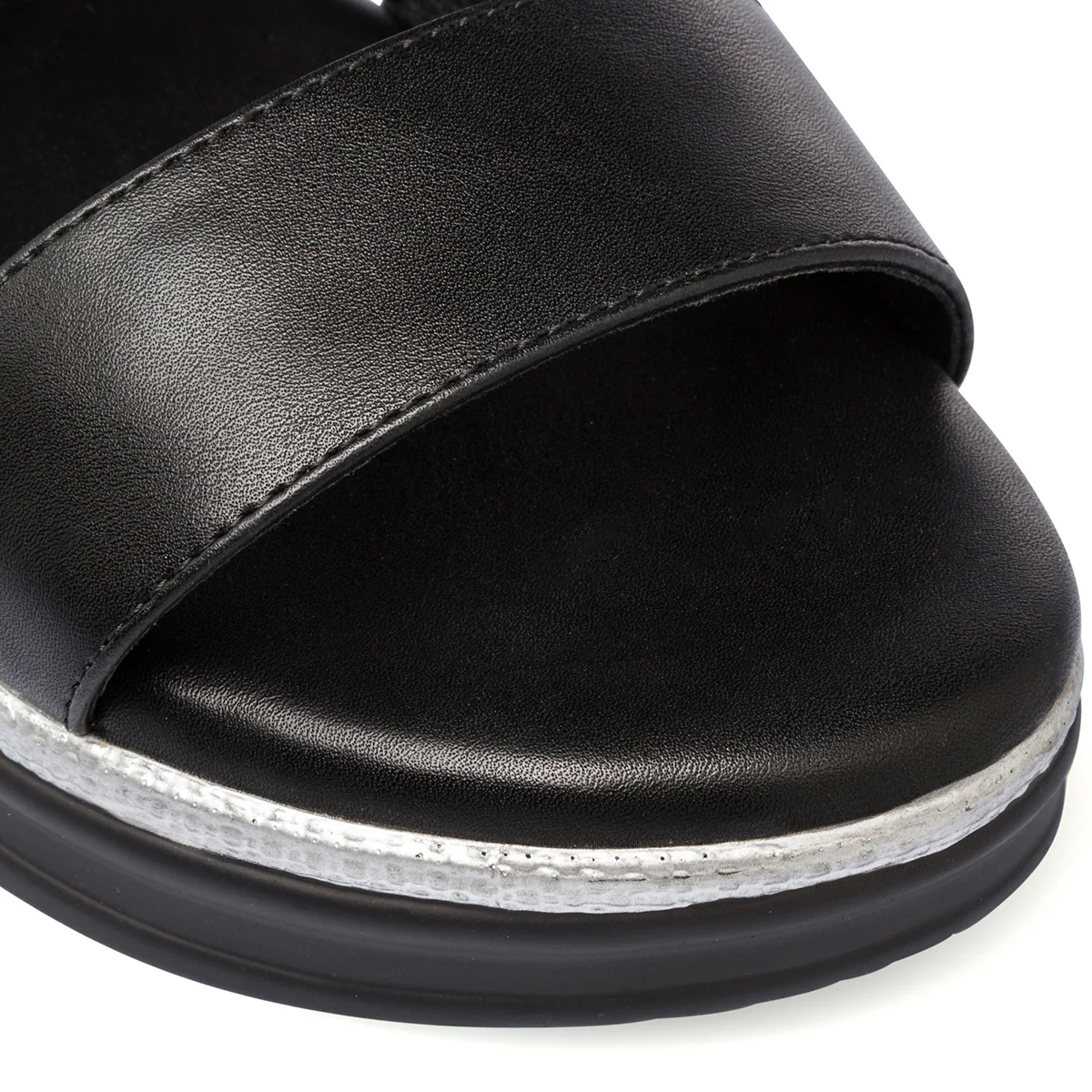 Sandali comfort da donna neri con dettaglio argento P Soft - Image 5