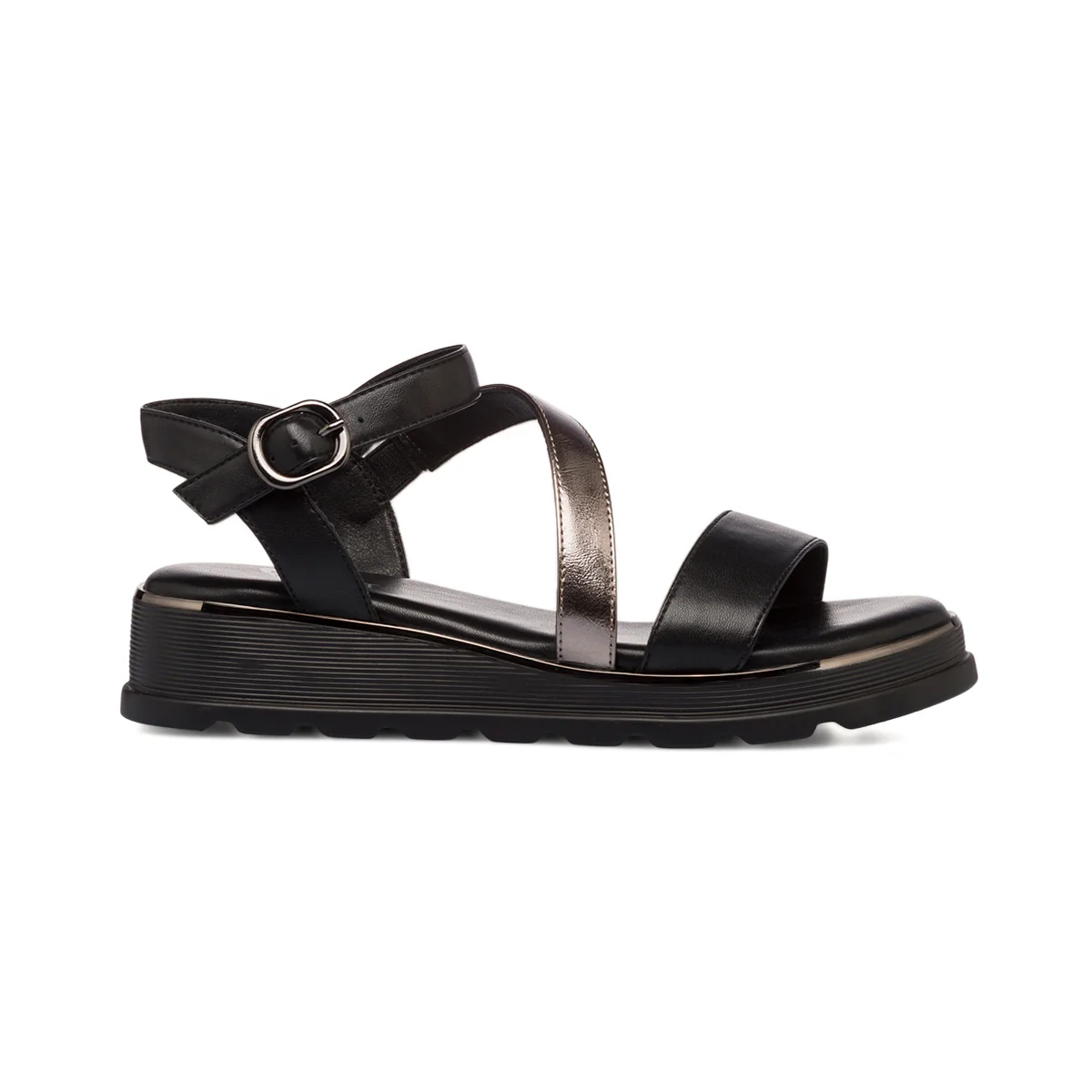 Sandali Comfort da Donna Neri con dettaglio metallizzato P Soft