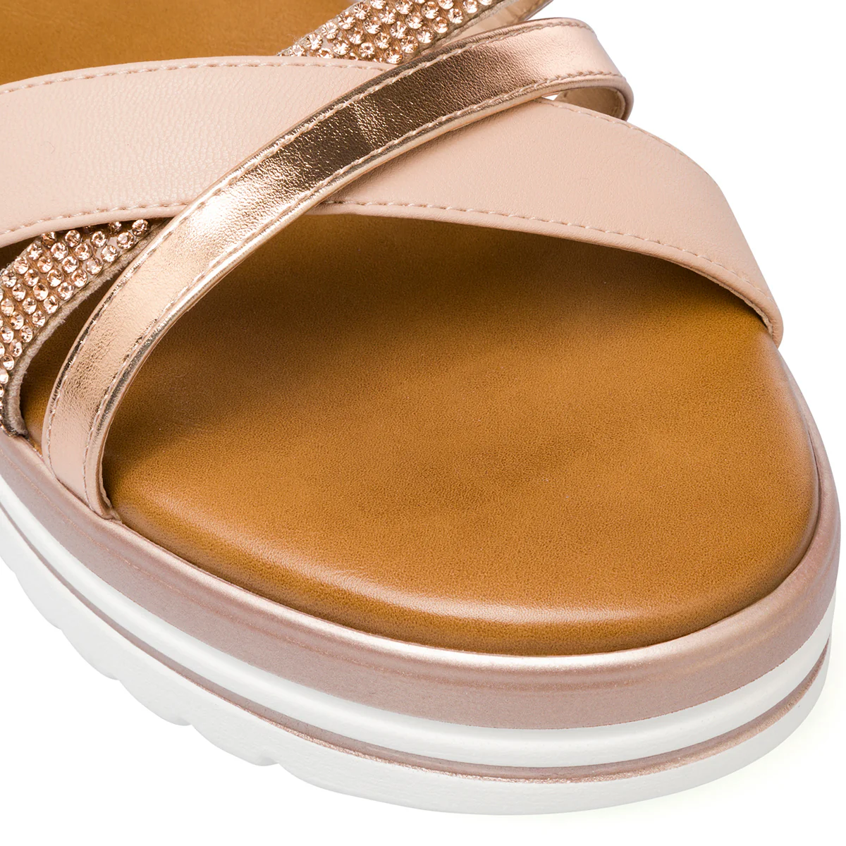 Sandali comfort da donna nude e oro rosa con plateau P Soft - Image 5