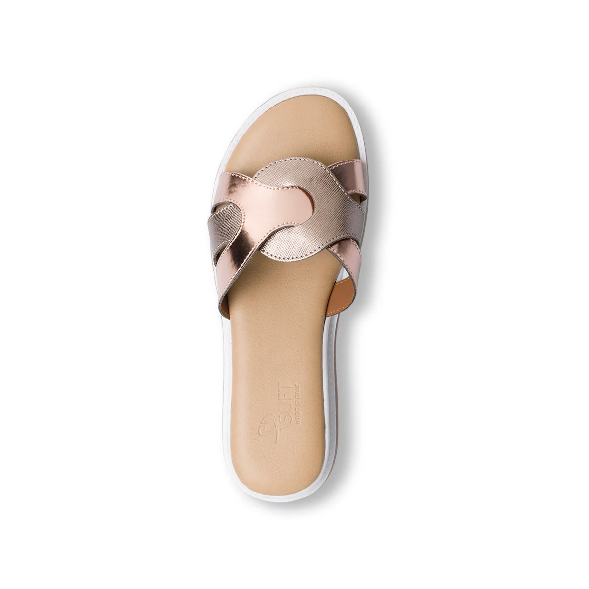 Sandali comfort grigi effetto laminato da donna con zeppa 3 cm P Soft - Image 6