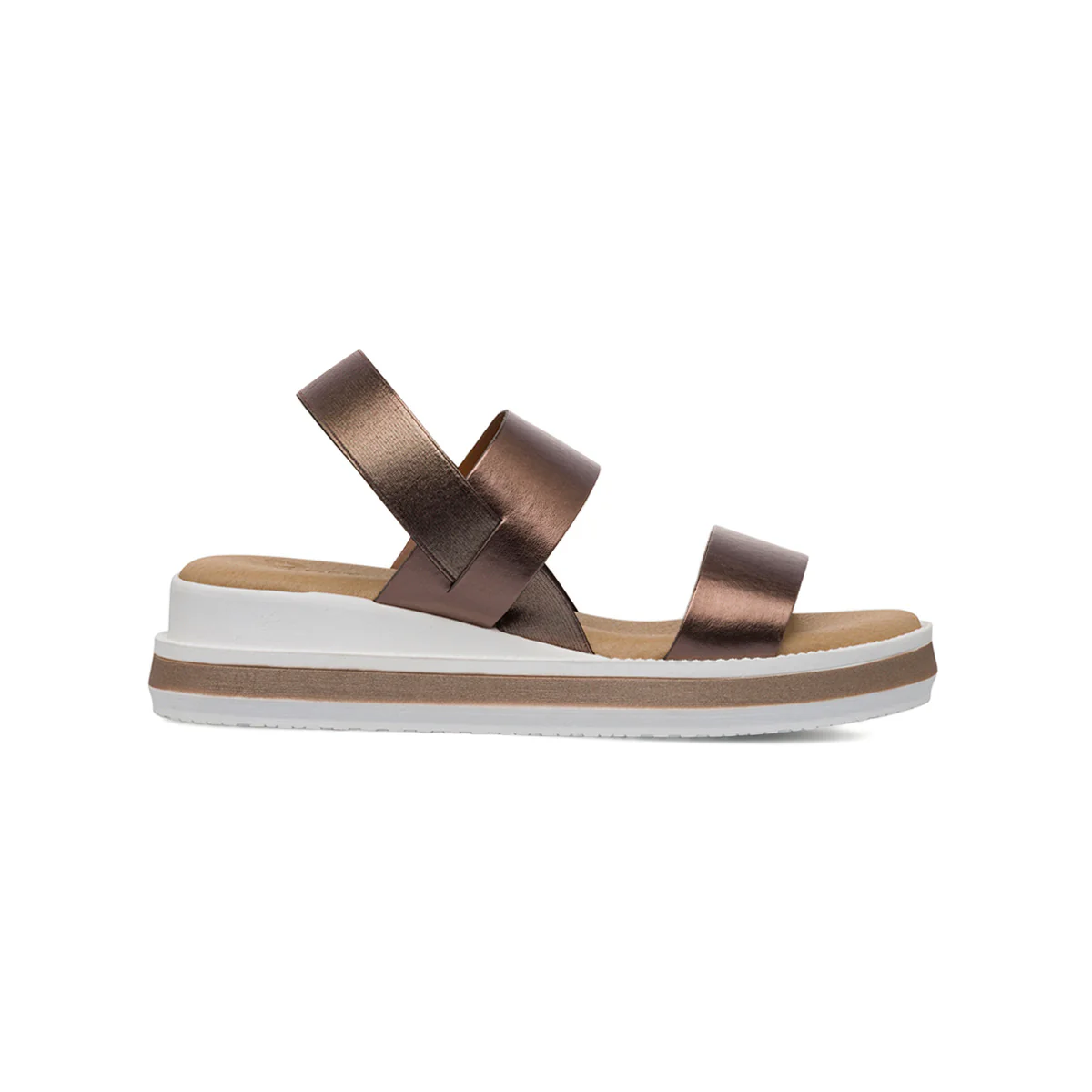 Sandali Comfort marrone metallizzato da Donna con doppia fascia P Soft