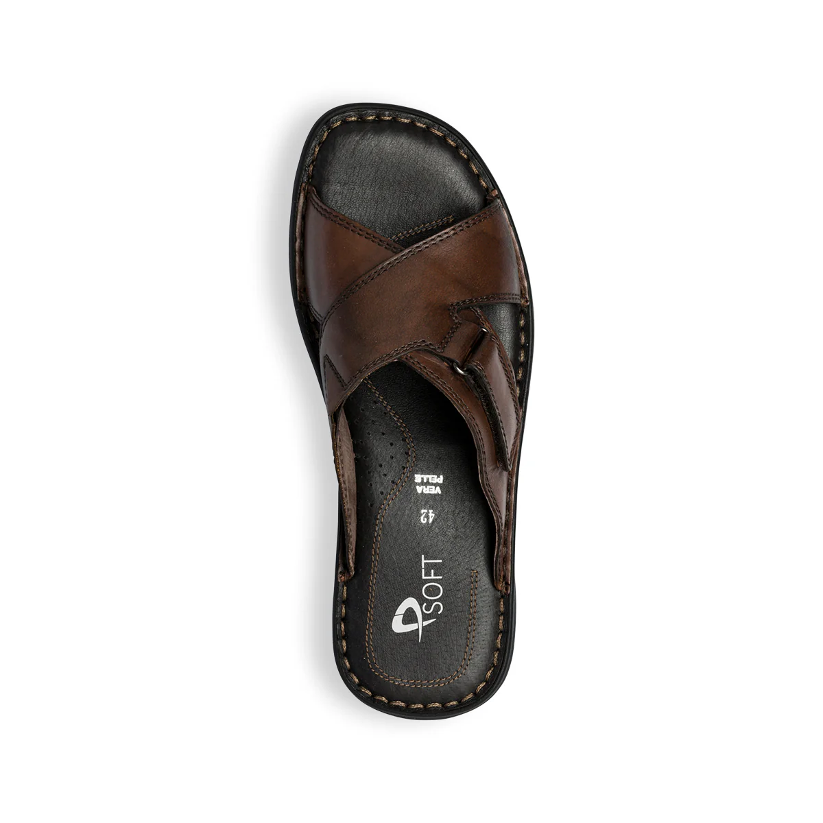 Sandali comfort marroni in pelle da uomo P Soft - Image 9