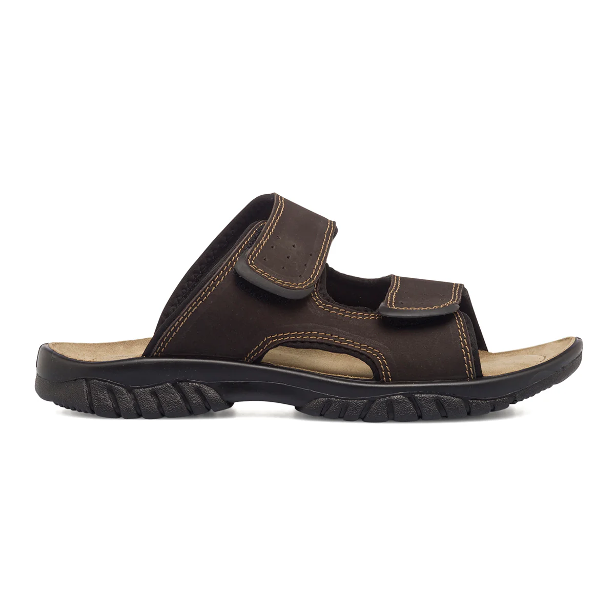 Sandali comfort marroni in pelle da uomo P Soft