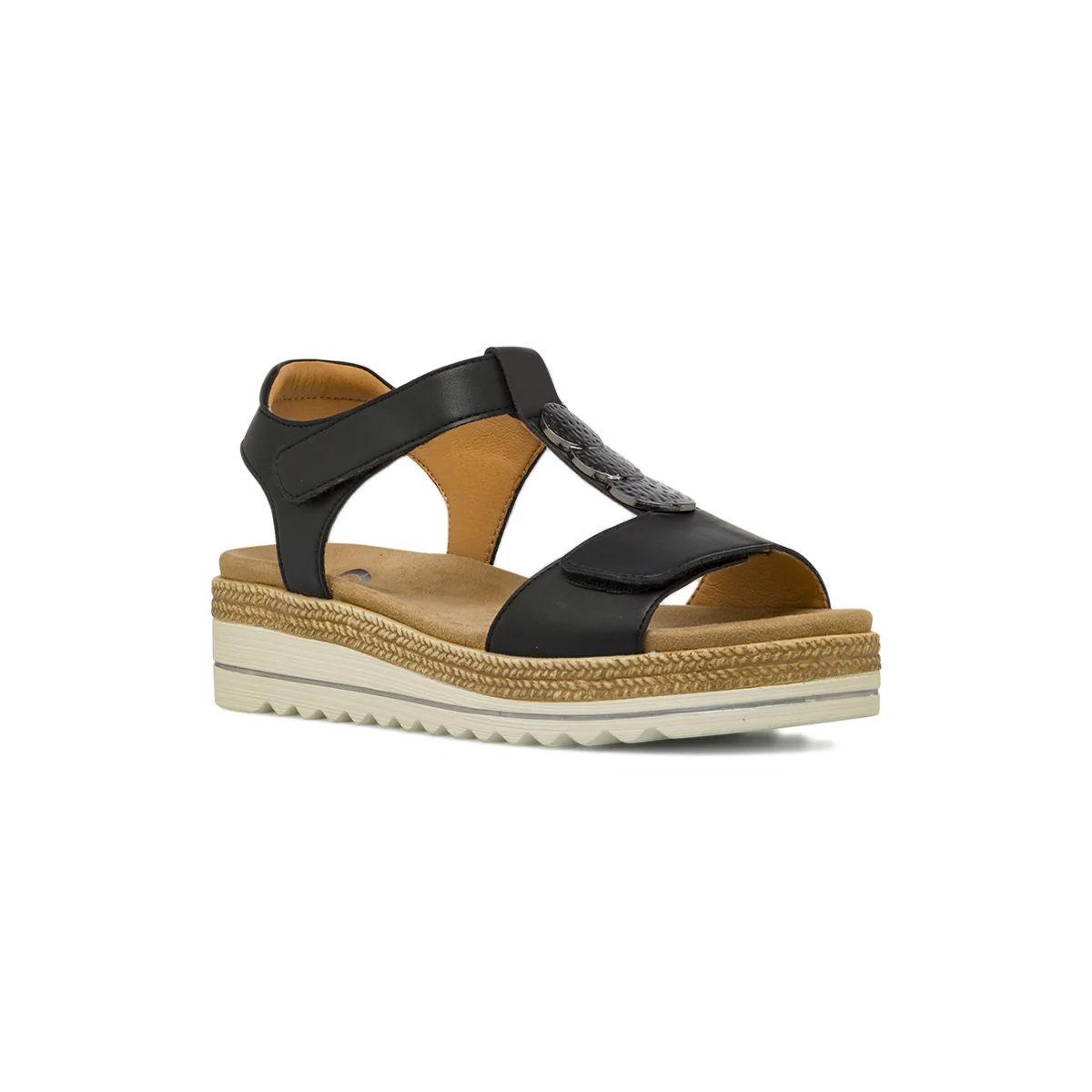 Sandali comfort neri da Donna con zeppa e dettagli in metallo P Soft - Image 2