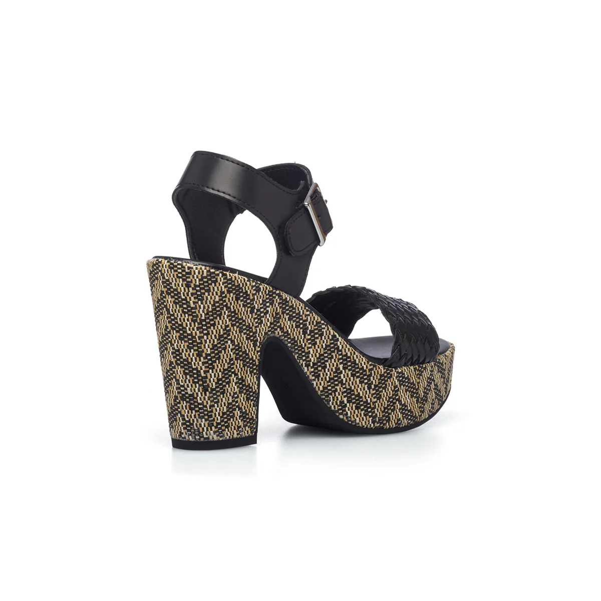 Sandali con fascia nera effetto intrecciato e tacco 7 cm Lora Ferres - Image 3