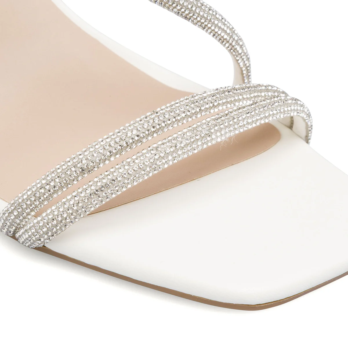 Sandali con tacco 8,5 cm bianchi da Donna e dettaglio gioiello strass Swish Jeans - Image 3