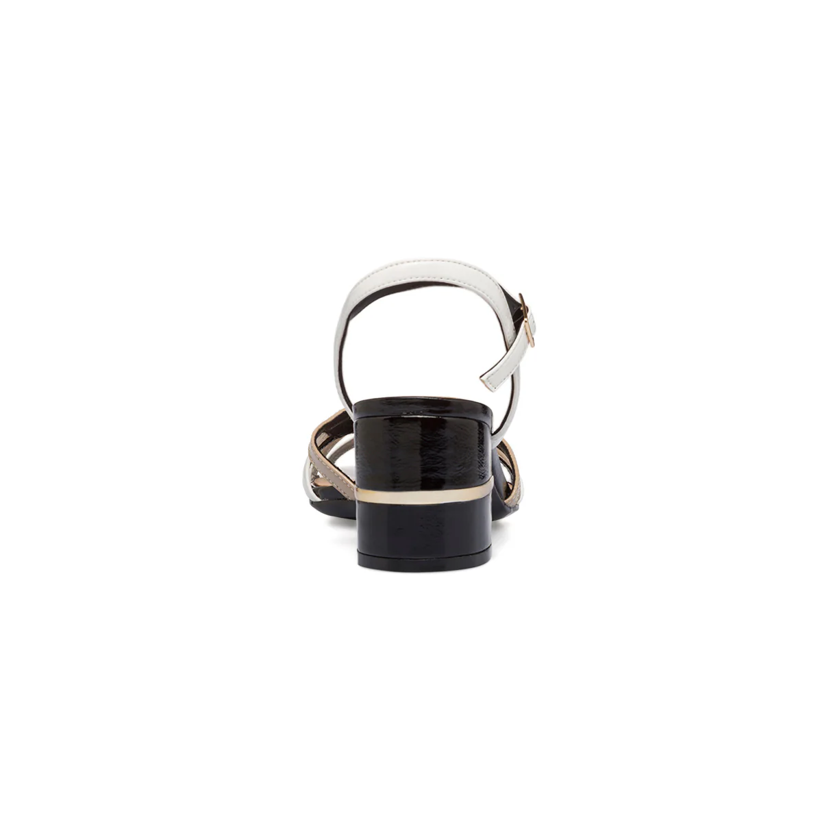 Sandali con tacco a blocco 7 cm nero beige e bianco effetto lucido Swish Jeans - Image 8