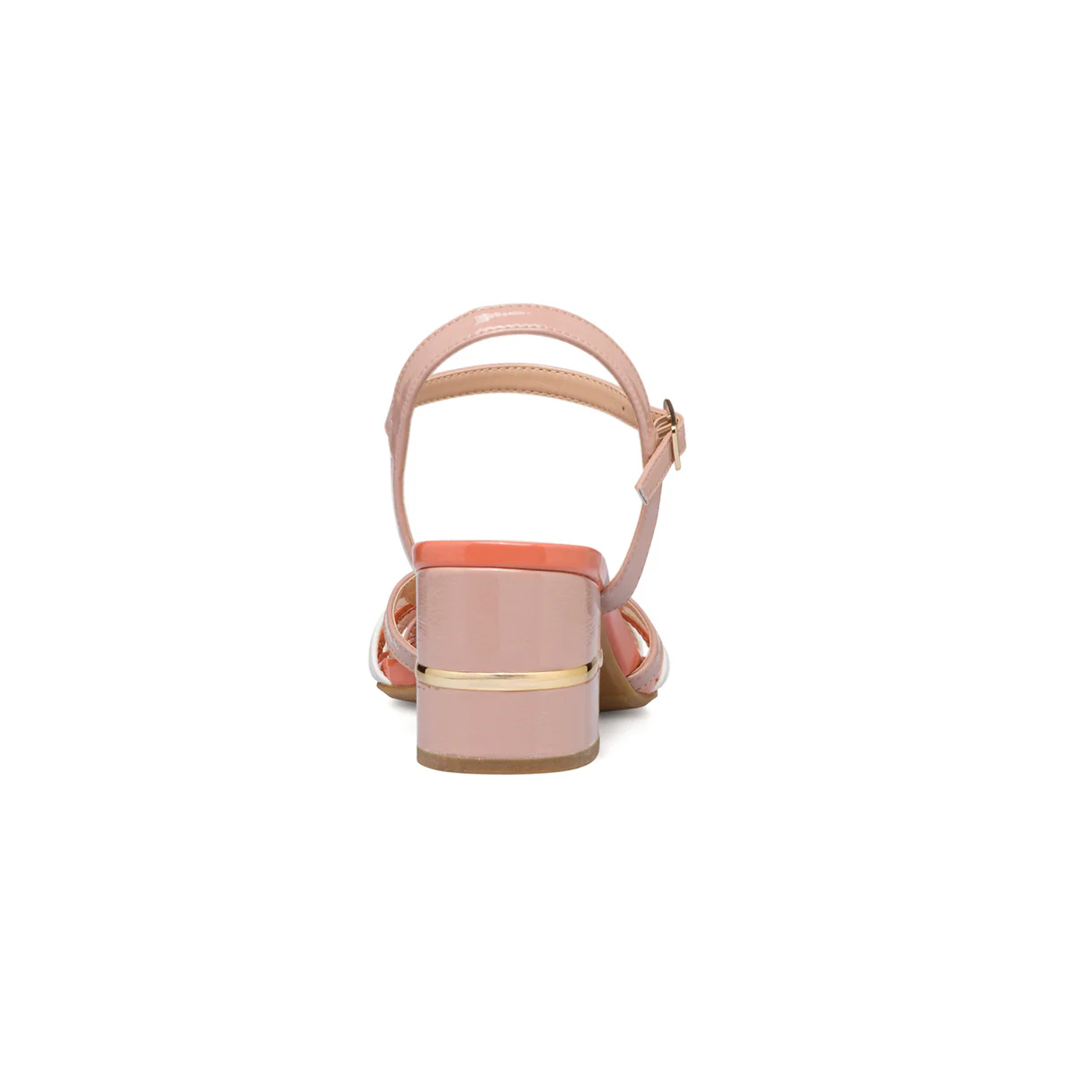 Sandali con tacco a blocco 7 cm rosa arancione e bianco effetto lucido Swish Jeans - Image 7
