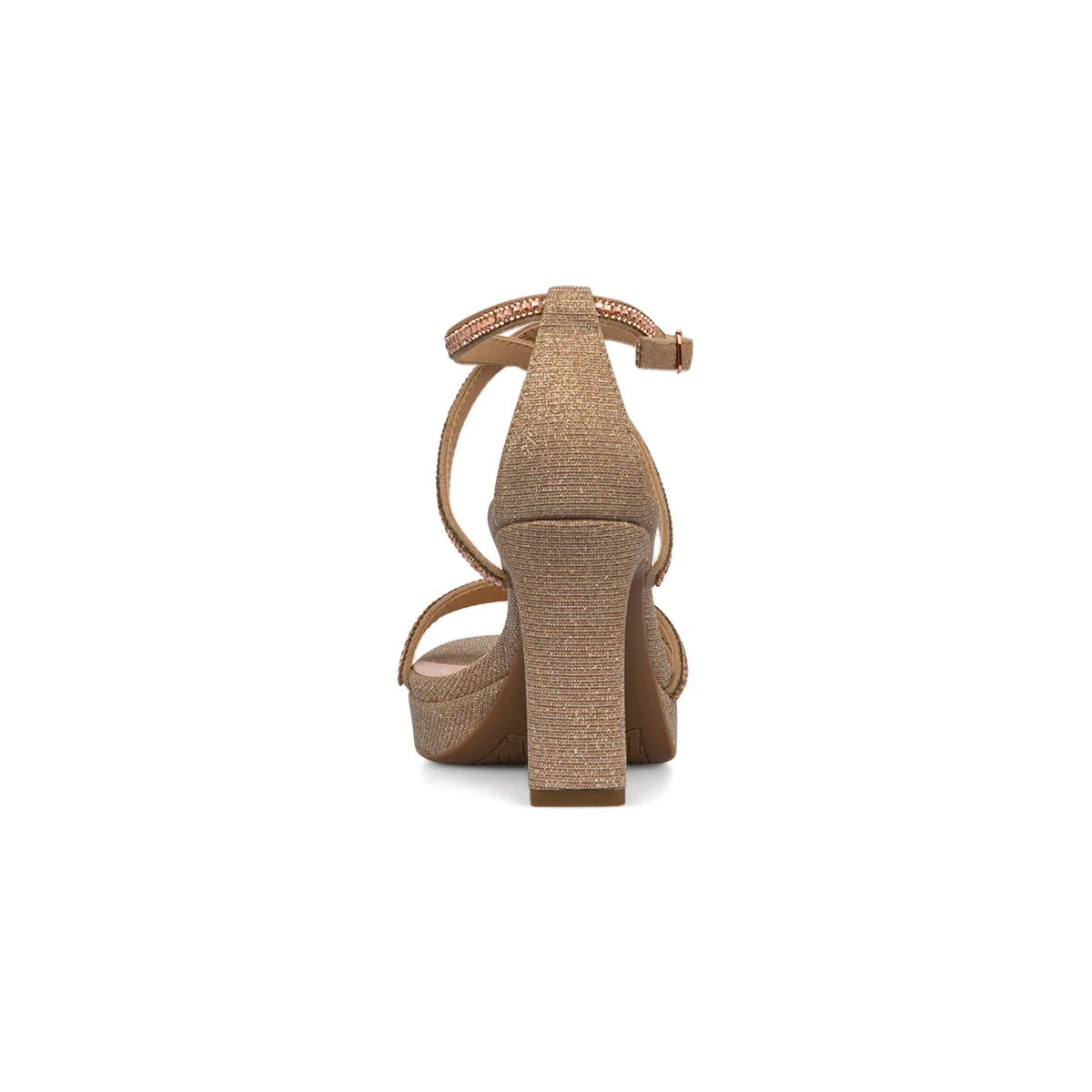 Sandali con tacco 9 cm champagne da Donna con dettaglio gioiello strass Lora Ferres - Image 6