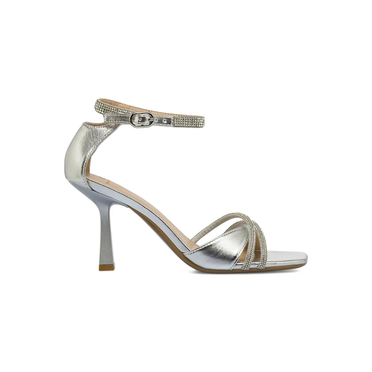 Sandali con tacco argento Donna con strass punta squadrata Swish Jeans