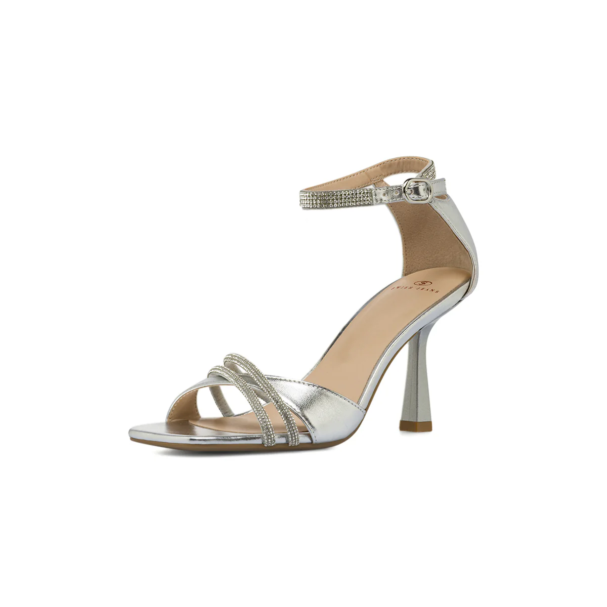 Sandali con tacco argento Donna con strass punta squadrata Swish Jeans - Image 2