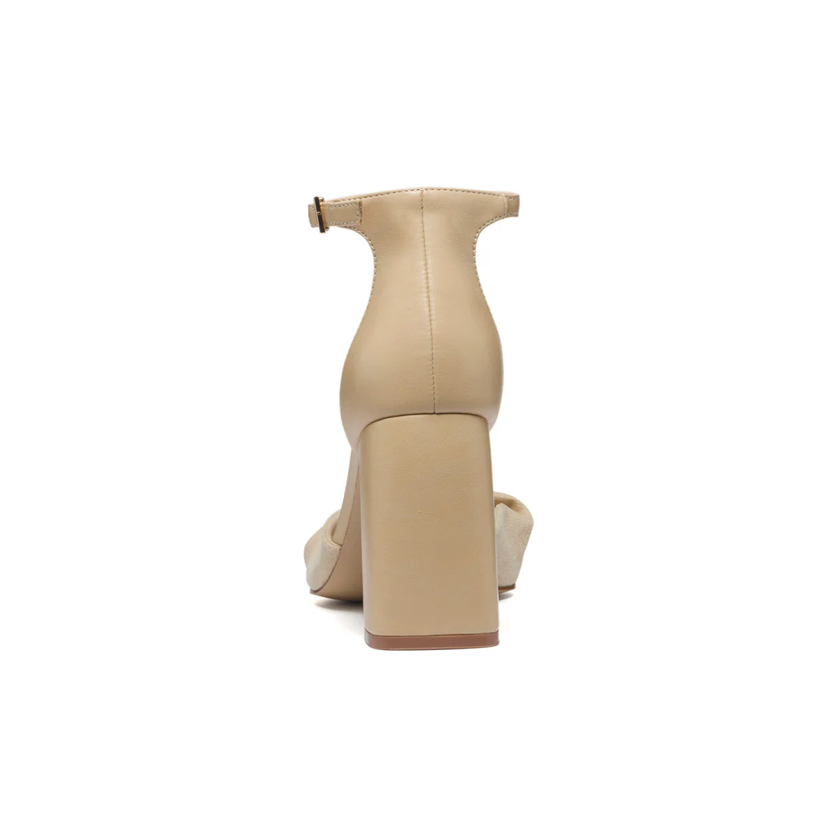Sandali con tacco beige con fascia intrecciata Lora Ferres - Image 4