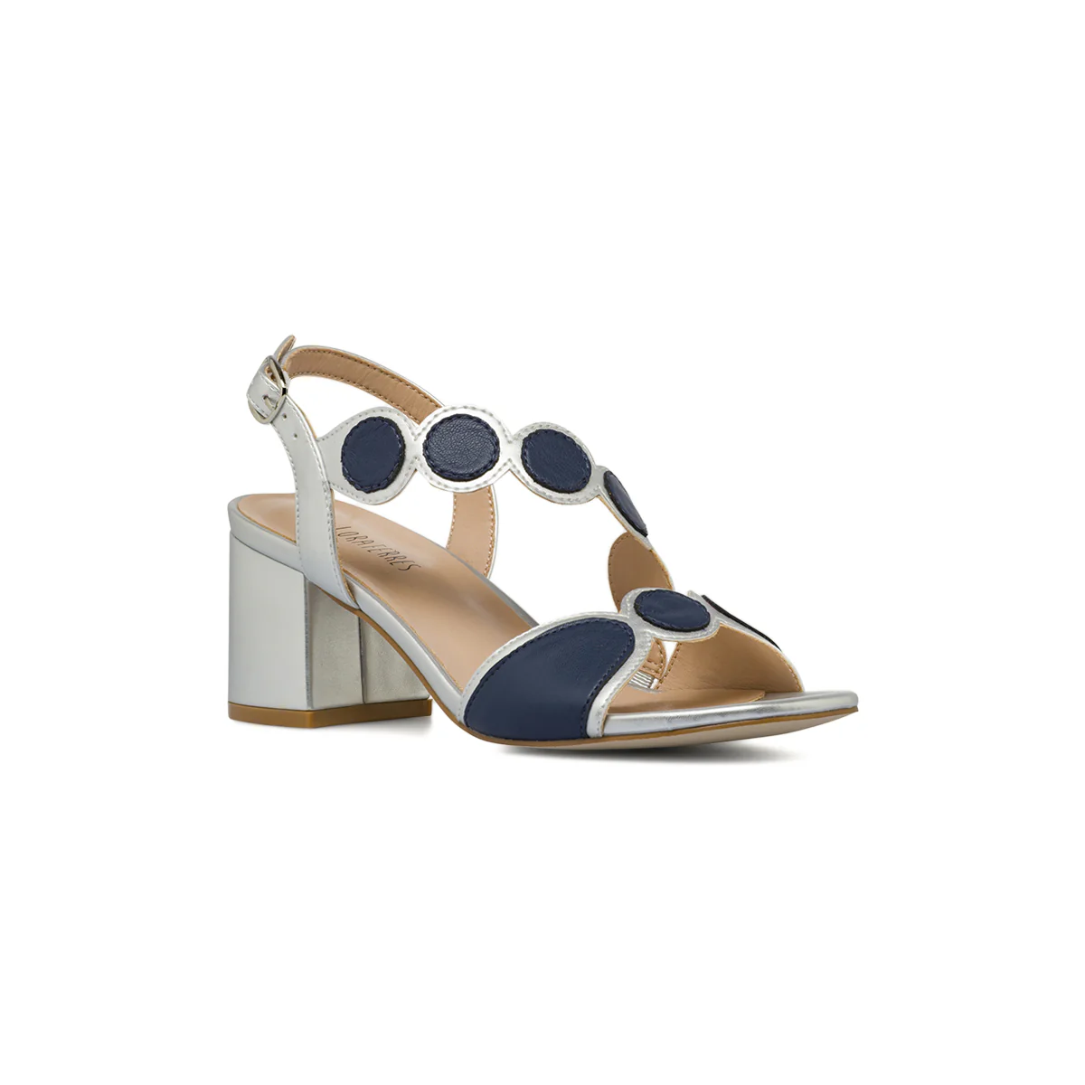 Sandali con tacco colonna 7 cm da Donna argento e blu Lora Ferres - Image 2