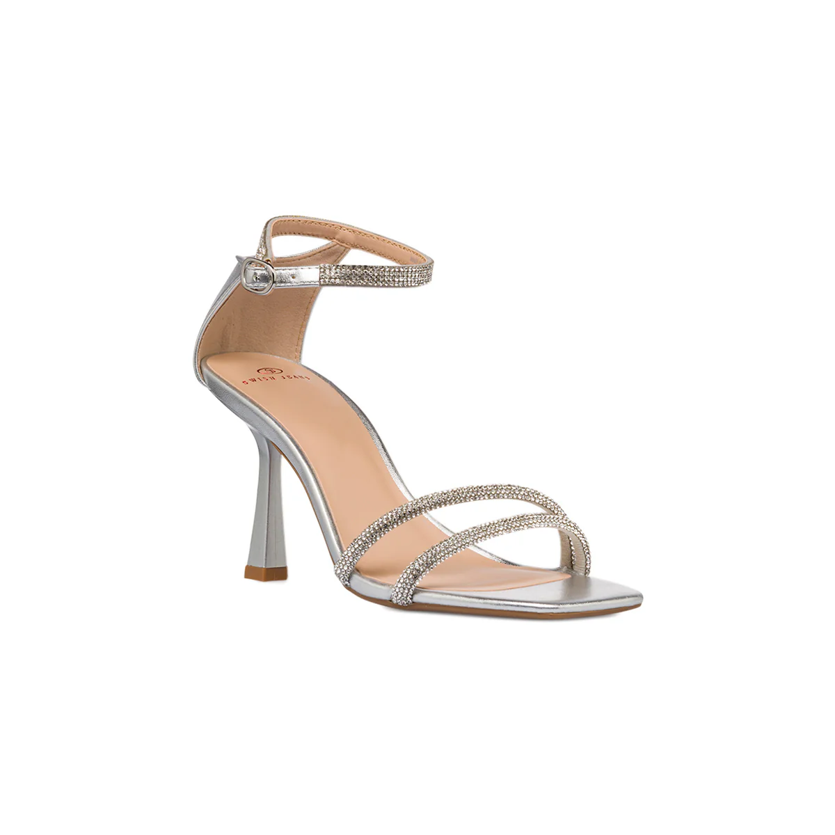 Sandali con tacco da donna argento e con dettaglio gioiello strass Swish Jeans - Image 5