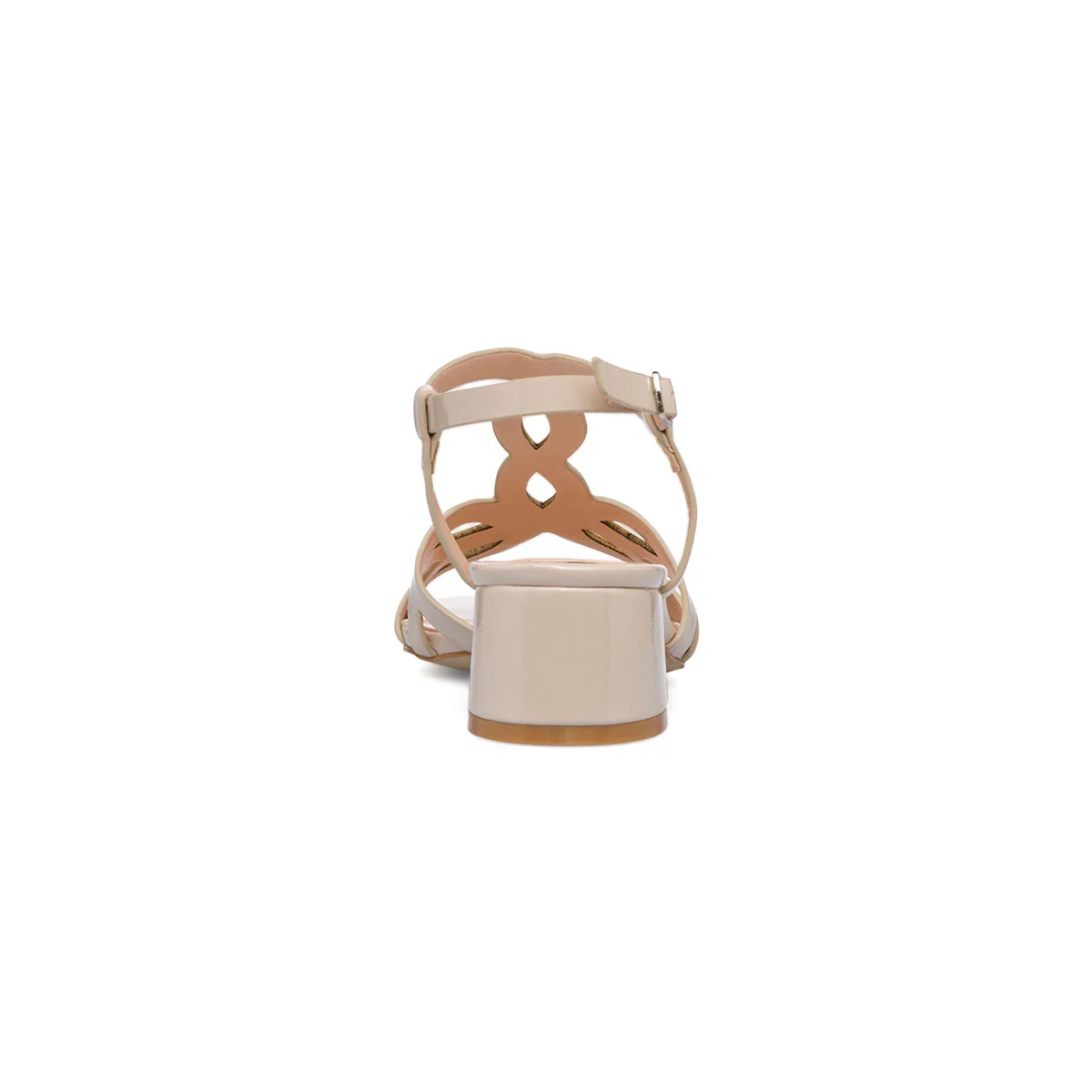 Sandali con tacco da donna beige effetto lucido Lora Ferres - Image 4