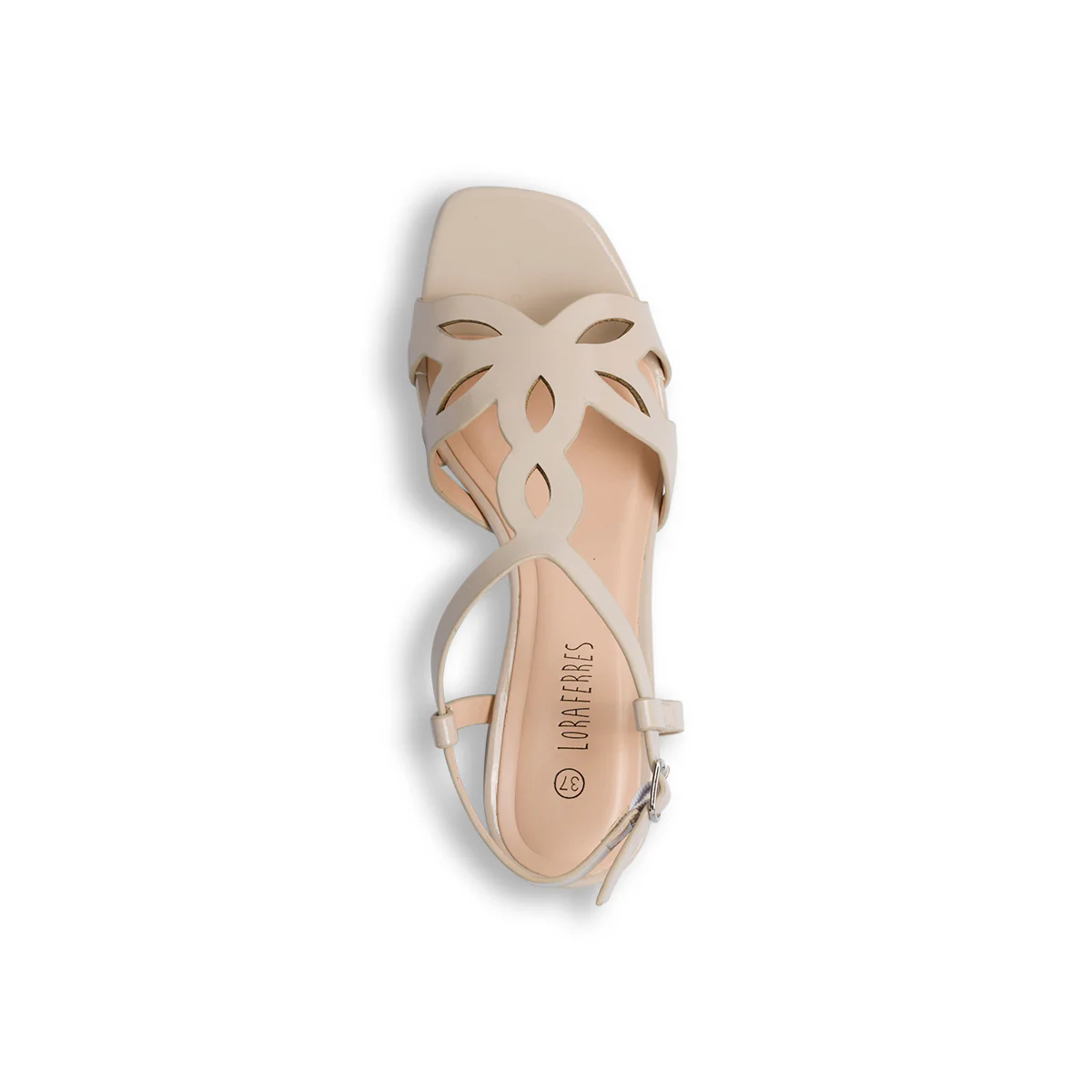 Sandali con tacco da donna beige effetto lucido Lora Ferres - Image 5