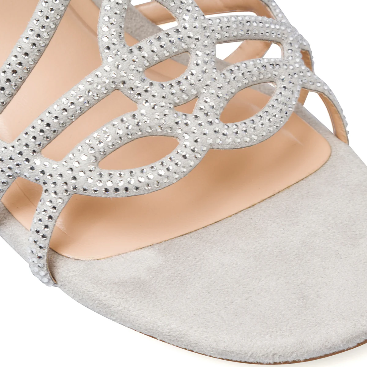 Sandali con tacco da donna grigio effetto scamosciato e con gioiello strass Lora Feres - Image 9
