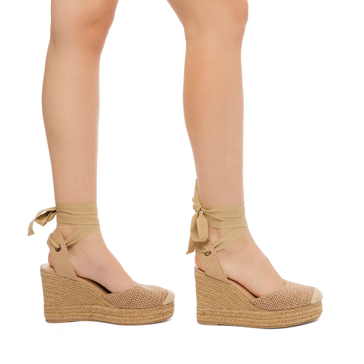 Sandali con zeppa 11 cm effetto rafia da donna Lora Ferres