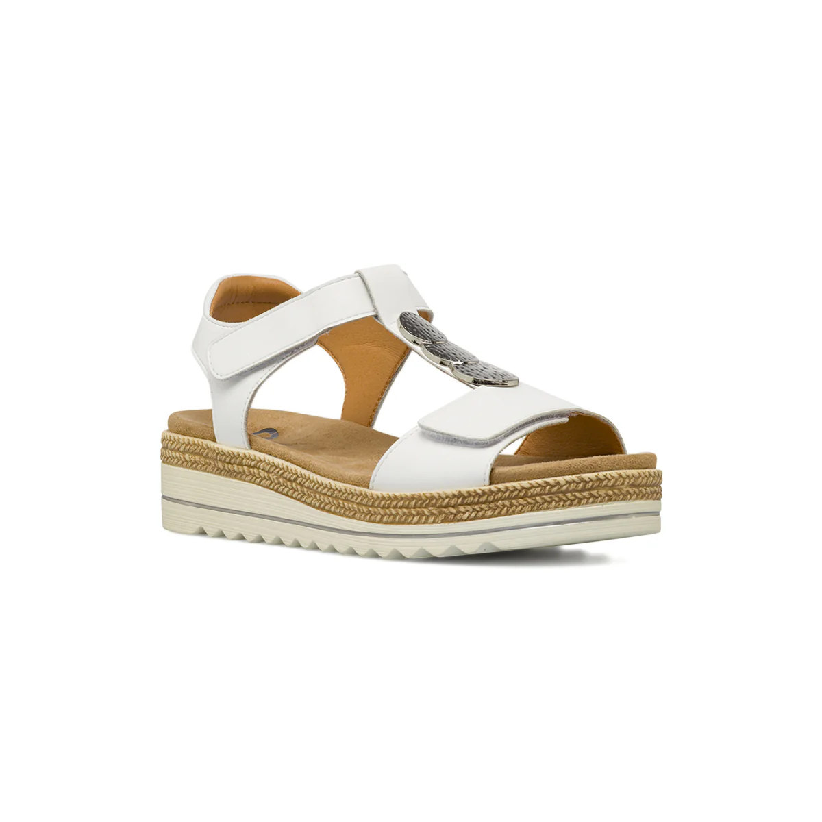 Sandali con zeppa bianchi da Donna comfort con decori metallici P Soft - Image 2