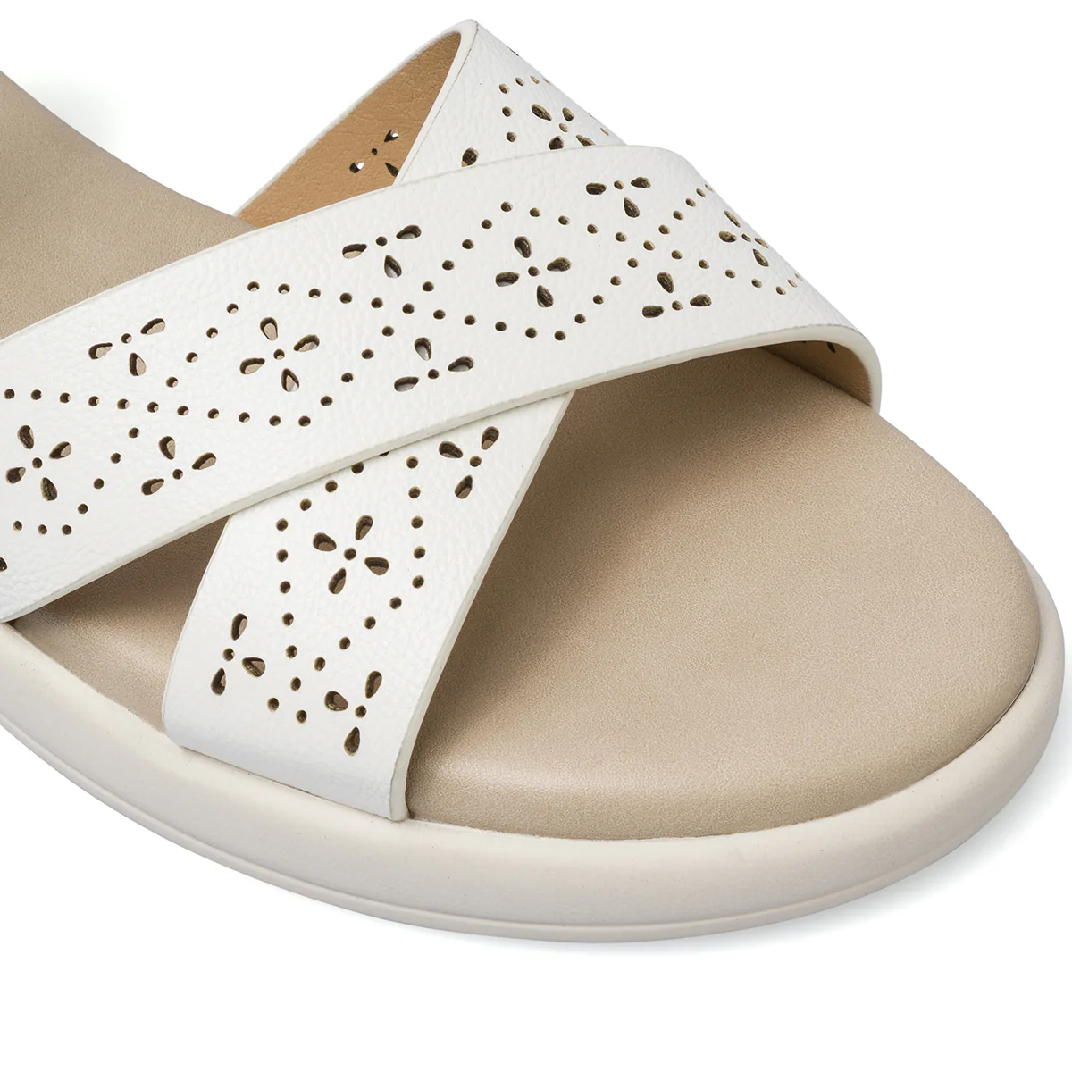 Sandali con zeppa comfort bianchi da Donna con fasce traforate P Soft - Image 4