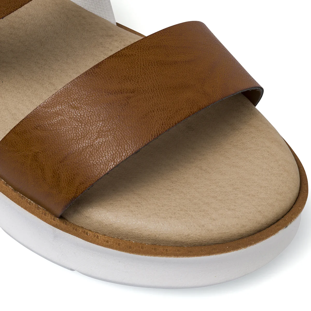 Sandali con zeppa comfort marroni Donna con cinturino elastico P Soft - Image 4