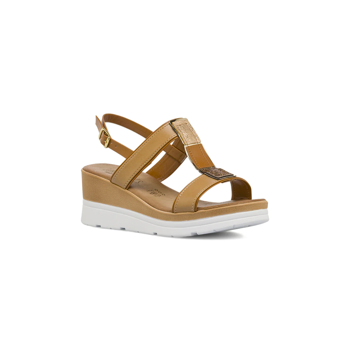 Sandali con zeppa da Donna beige con inserto glitter Lora Ferres - Image 2