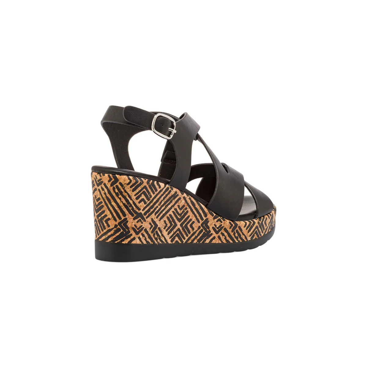 Sandali con zeppa Neri da Donna con tomaia incrociata e dettagli etnici Swish Jeans - Image 3